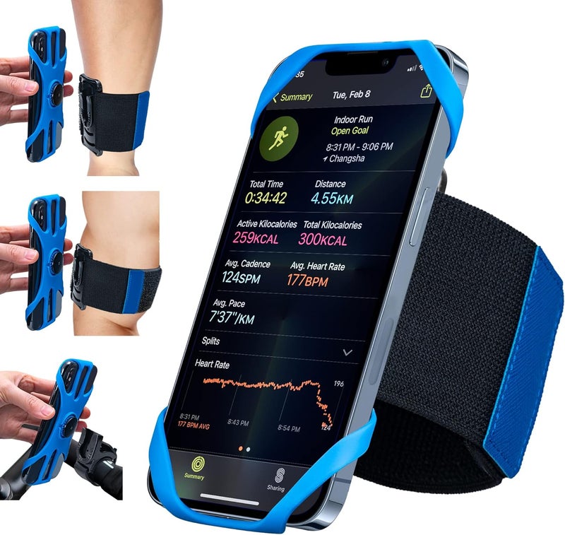 Cikyner Running Armband, 3 in 1 360° Rotatable & Detachable Sports/Bicycle Phone Holder for 4.5-7'' Smartphones, Ideal for Gym, Jogging, Hiking - Image 1